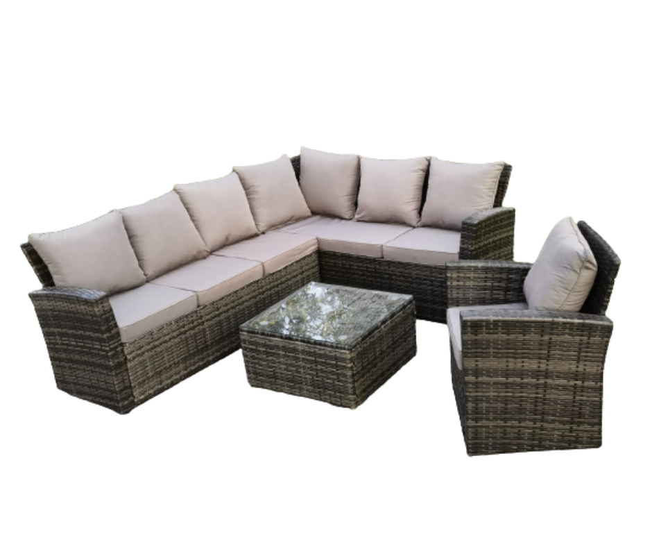 JUEGO TERRAZA ESQUINERO 3 PIEZAS CON MESA OUTTER HL-4S-22088