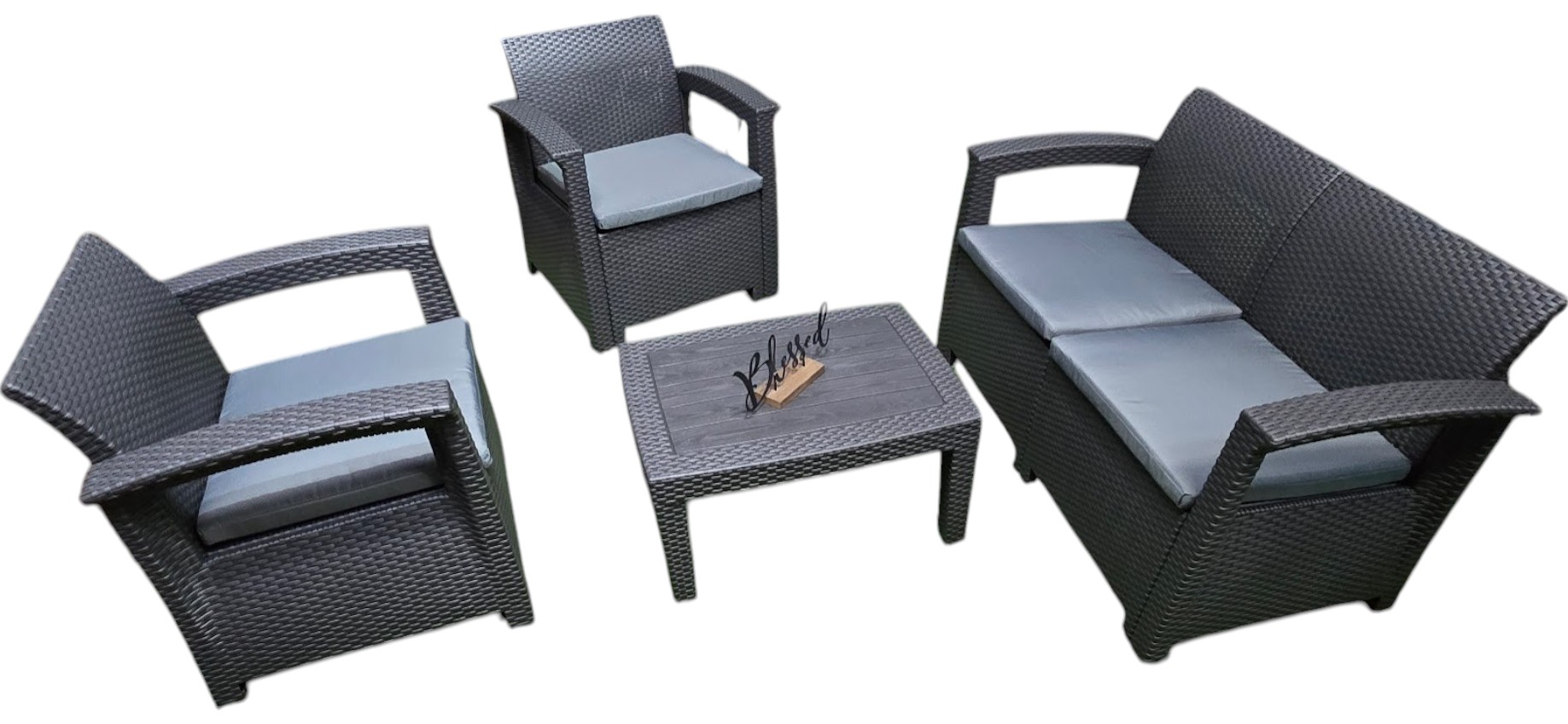 JUEGO DE  TERRAZA 4 PLAZAS PLASTICO PLA12401