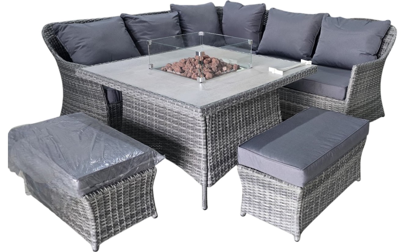 JUEGO DE  COMEDOR TERRAZA CON FIRE PIT COMP1236