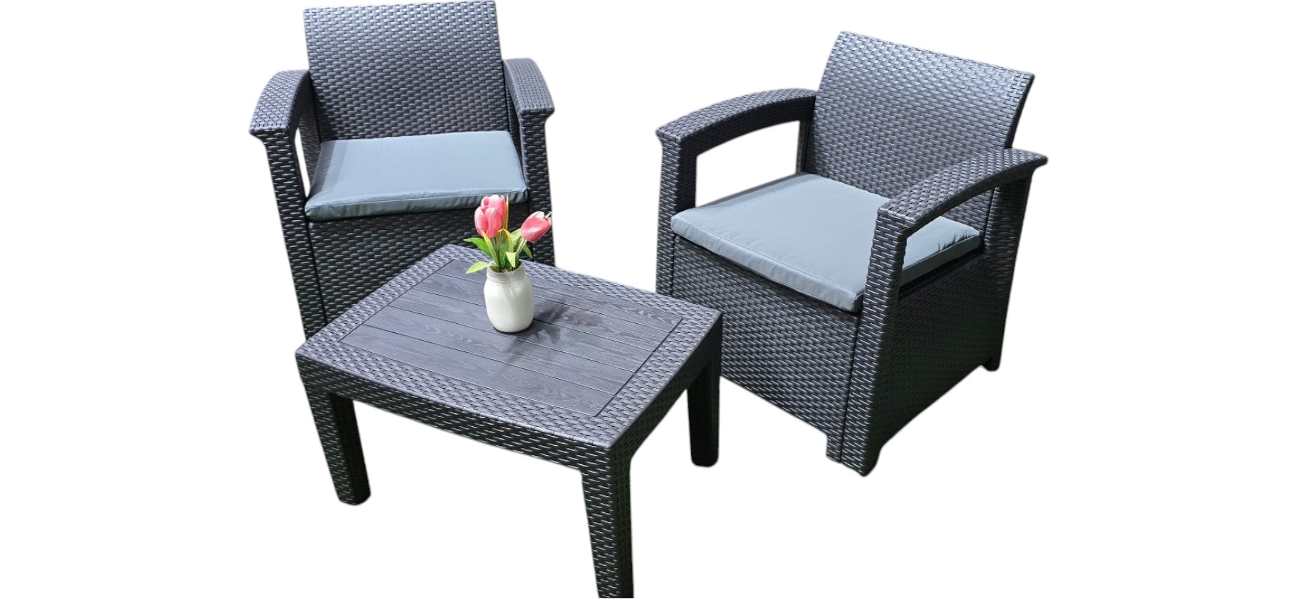 JUEGO DE  TERRAZA 2 PLAZAS PLASTICO PLA12501